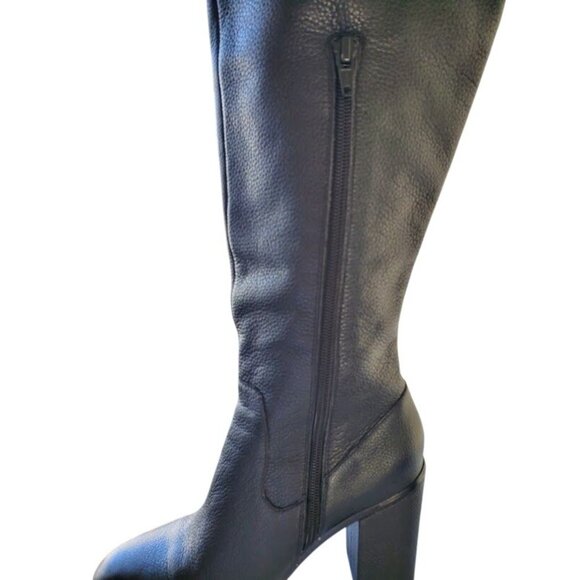 Lands’ End Black Pebbled Leather Knee-High Heeled Boots Women’s 7.5 - Picture 9 of 10